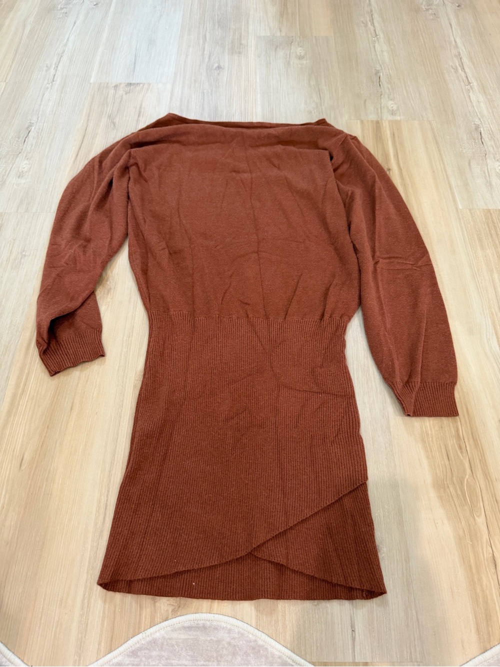 Rust Knit Long-Sleeve Sweater Dress - Women